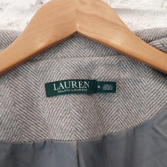 Lauren Ralph Lauren Coat Womens 6 M Gray Herringbone Tweed Wool Blend Jacket - Picture 7 of 12